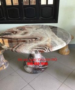 Bàn tròn đá vân tự nhiên