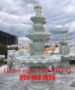 Đài phun nước 3 tầng đá trắng xanh