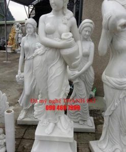 Tượng Cô Gái cầm bình đá trắng
