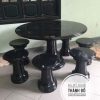 Bộ bàn tròn đá đen tự nhiên