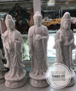 Tượng Tây Phương Tam Thánh bằng đá tự nhiên cao 60cm