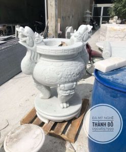 Lư hương đá trắng xanh