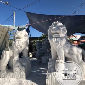 Tượng sư tử đá trắng 2m