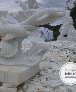 Tượng cá heo đá cẩm thạch tự nhiên nguyên khối