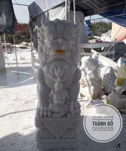 Tượng Kỳ Lân đá trắng 1.2m