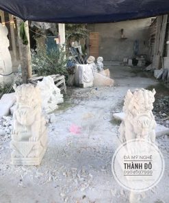 Tượng Kỳ Lân đá trắng 1m