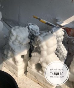 Tượng Kỳ Lân đá trắng 50 cm