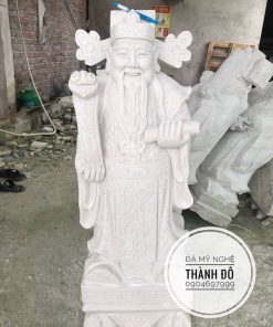 Tượng Phúc Lộc Thọ đá trắng 1m