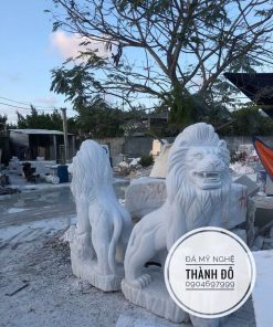 Tượng Sư tử đá cẩm thạch nguyên khối