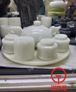 Bộ ấm trà đá trắng