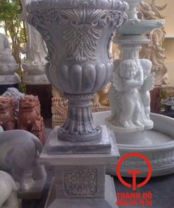 Chậu hoa đá xám
