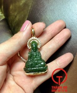 Mặt dây chuyền Phật Quan Âm xanh ngọc