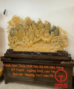 Tranh sơn thủy đá mã não vàng