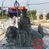 Tượng Địa Tạng Bồ Tát cưỡi Đề Thính đá xám