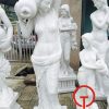 Tượng cô gái vác lu đá trắng tự nhiên