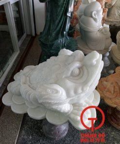 Tượng cóc thần tài đá trắng