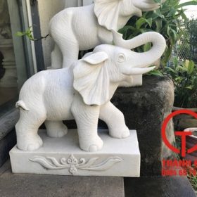 Tượng voi phong thủy đá trắng